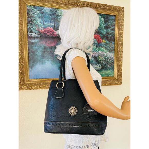 Vtg Dooney and Bourke black pebble AWL  medium tote, shoulder bag - Picture 4 of 10